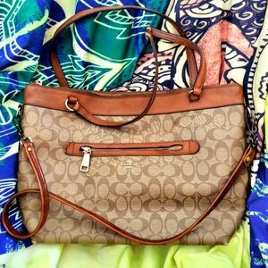 Coach Brown Signature Tote Bag